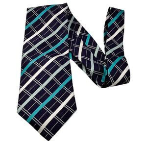62" Charles Wain by Uomo Venetto Mens Tie Silk Blue Teal White Business